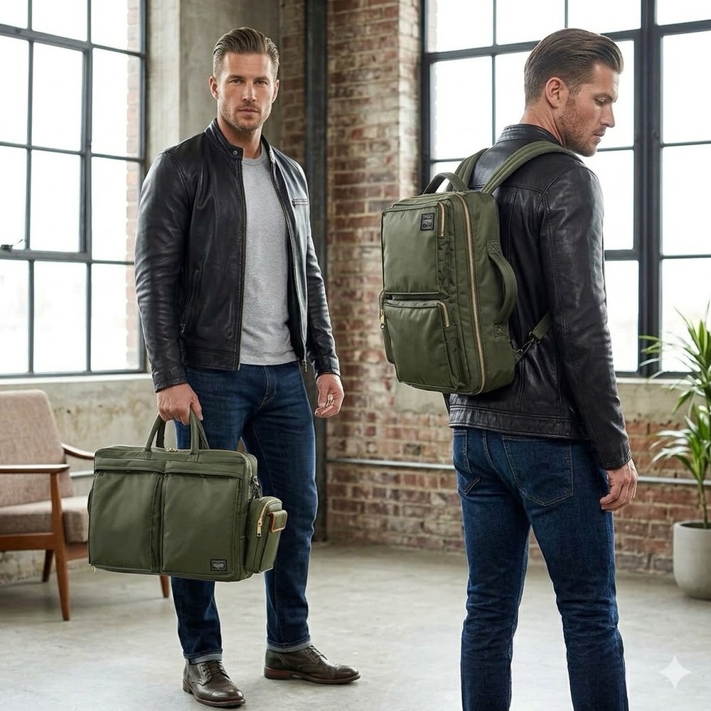 Japanese Techwear Utility Bag-Yoshida Style Multi-Way Convertible Briefcase/Back - Picture 2 of 7